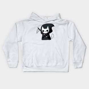 Grim reaper cat drawing Kids Hoodie